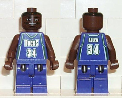 LEGO Minifigure-NBA Ray Allen, Milwaukee Bucks #34-Sports / Basketball-NBA005-Creative Brick Builders
